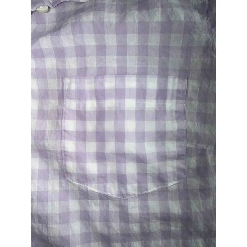 J.Crew Women's Purple Gingham Cotton Button Down - Size L.